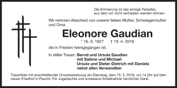 Traueranzeige von Eleonore Gaudian von Der Bote