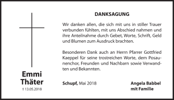 Traueranzeige von Emmi Thäter von Hersbrucker Zeitung