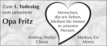 Traueranzeige von Fritz Großpietsch von Pegnitz-Zeitung