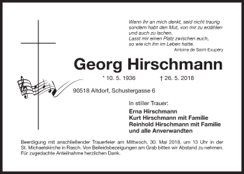 Traueranzeige von Georg Hirschmann von Der Bote