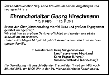 Traueranzeige von Georg Hirschmann von Der Bote