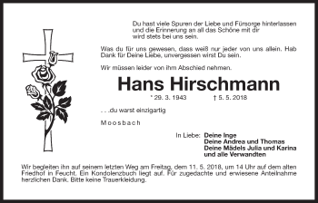 Traueranzeige von Hans Hirschmann von Der Bote