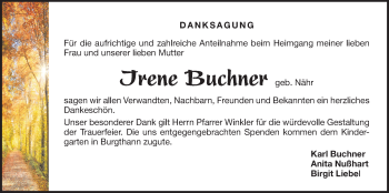 Traueranzeige von Irene Buchner von Der Bote