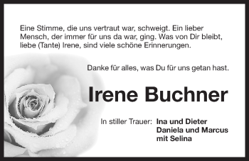 Traueranzeige von Irene Buchner von Der Bote