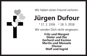 Traueranzeige von Jürgen Dufour von Der Bote