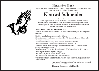 Traueranzeige von Konrad Schneider von Pegnitz-Zeitung