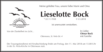 Traueranzeige von Lieselotte Bock von Pegnitz-Zeitung