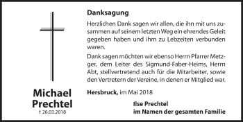 Traueranzeige von Michael Prechtel von Hersbrucker Zeitung