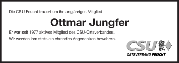 Traueranzeige von Ottmar Jungfer von Der Bote