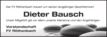 Traueranzeige von Dieter Bausch von Der Bote