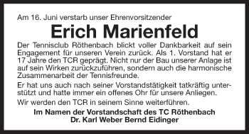 Traueranzeige von Erich Marienfeld von Der Bote