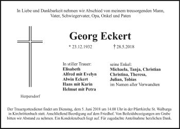Traueranzeige von Georg Eckert von Pegnitz-Zeitung