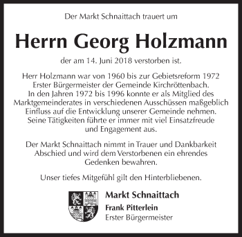 Traueranzeige von Georg Artur Holzmann von Pegnitz-Zeitung