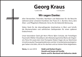 Traueranzeige von Georg Kraus von Hersbrucker Zeitung