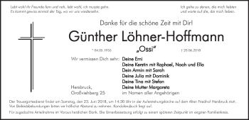 Traueranzeige von Günther Löhner-Hoffmann von Hersbrucker Zeitung