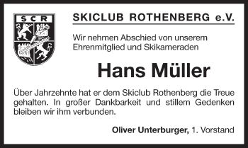 Traueranzeige von Johann Müller von Pegnitz-Zeitung