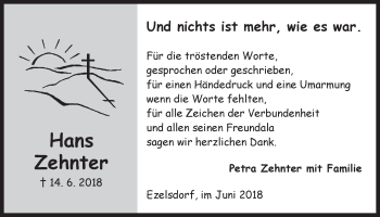 Traueranzeige von Hans Zehnter von Der Bote