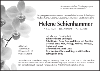 Traueranzeige von Helene Schienhammer von Der Bote