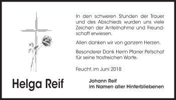 Traueranzeige von Helga Reif von Der Bote