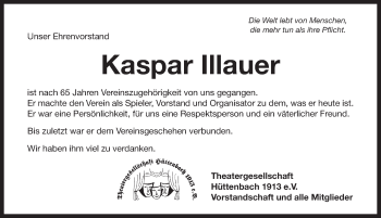 Traueranzeige von Kaspar Illauer von Pegnitz-Zeitung