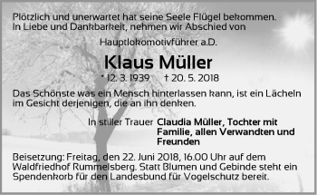 Traueranzeige von Klaus Müller von Der Bote