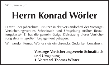 Traueranzeige von Konrad Wörler von Pegnitz-Zeitung