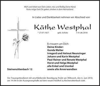 Traueranzeige von Käthe Westphal von Hersbrucker Zeitung