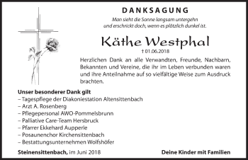Traueranzeige von Käthe Westphal von Hersbrucker Zeitung