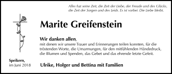 Traueranzeige von Marite Greifenstein von Pegnitz-Zeitung