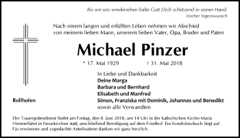 Traueranzeige von Michael Pinzer von Pegnitz-Zeitung