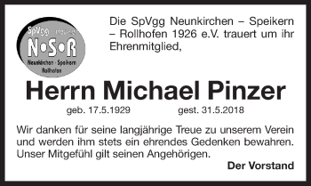 Traueranzeige von Michael Pinzer von Pegnitz-Zeitung