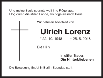 Traueranzeige von Ulrich Lorenz von Der Bote