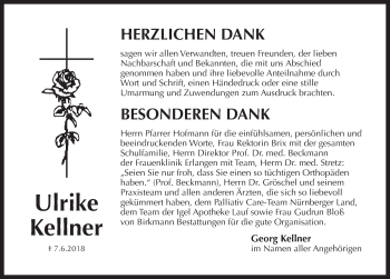 Traueranzeige von Ulrike Kellner von Pegnitz-Zeitung