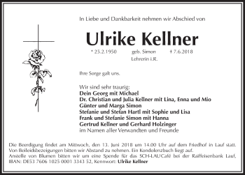 Traueranzeige von Ulrike Kellner von Pegnitz-Zeitung