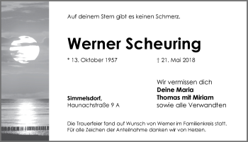 Traueranzeige von Werner Scheuring von Pegnitz-Zeitung