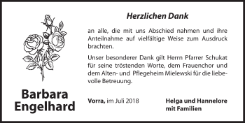Traueranzeige von Barbara Engelhard von Hersbrucker Zeitung