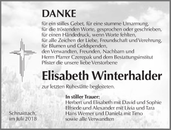 Traueranzeige von Elisabeth Winterhalder von Pegnitz-Zeitung