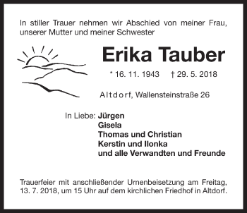 Traueranzeige von Erika Tauber von Der Bote
