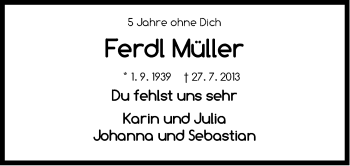 Traueranzeige von Ferdl Müller von Der Bote