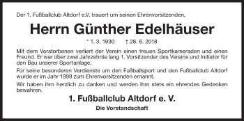 Traueranzeige von Günther Edelhäuser von Der Bote