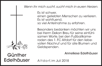 Traueranzeige von Günther Edelhäuser von Der Bote
