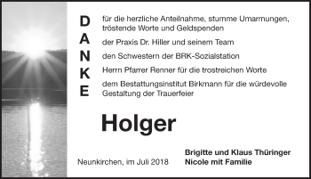 Traueranzeige von Holger Thüringer von Pegnitz-Zeitung