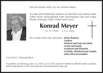 Traueranzeige von Konrad Meyer von Der Bote