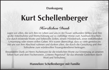 Traueranzeige von Kurt Schellenberger von Pegnitz-Zeitung