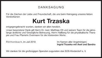 Traueranzeige von Kurt Trzaska von Der Bote