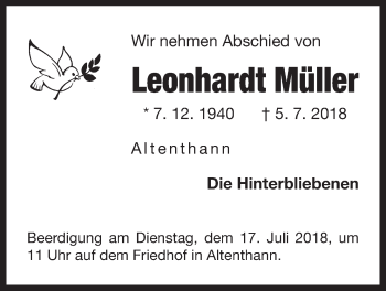 Traueranzeige von Leonhardt Müller von Der Bote