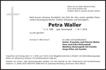 Traueranzeige von Petra Waller von Der Bote