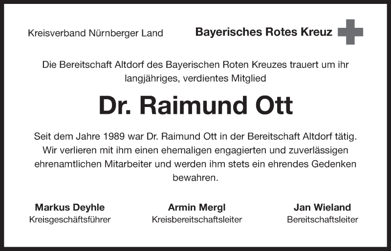  Traueranzeige für Raimund Ott vom 02.07.2018 aus Der Bote
