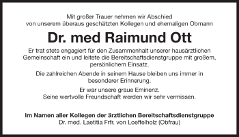 Traueranzeige von Raimund Ott von Der Bote