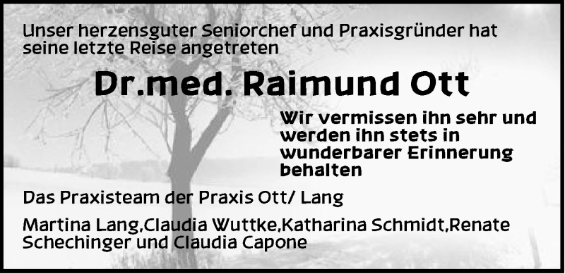  Traueranzeige für Raimund Ott vom 02.07.2018 aus Der Bote